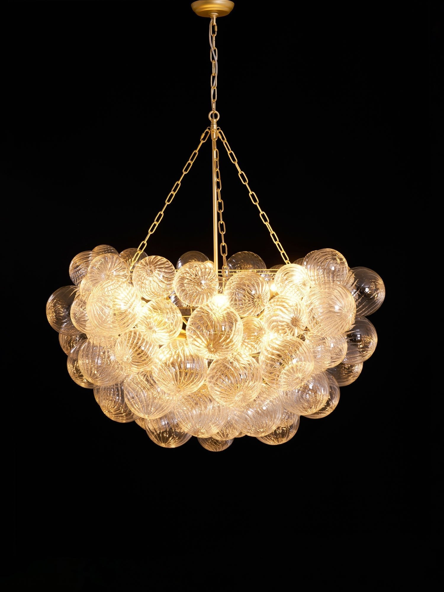 Glass Ball Bubbles Chandelier | Customizable Sizes, Gold Finish & Ideal for Living Room or Dining Area