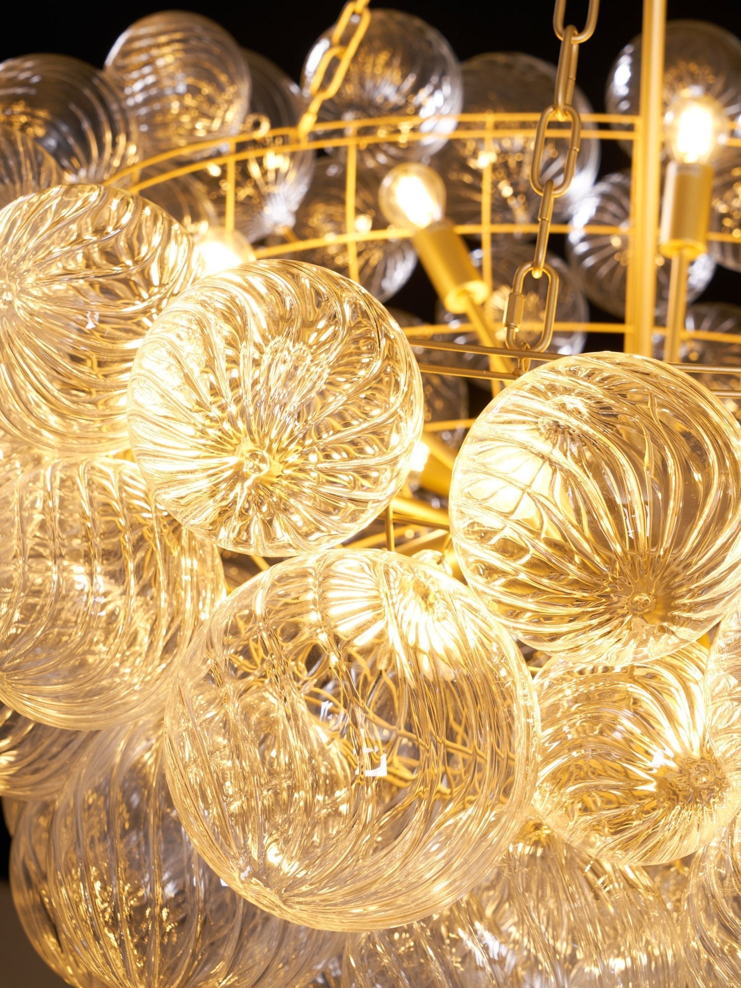 Glass Ball Bubbles Chandelier | Customizable Sizes, Gold Finish & Ideal for Living Room or Dining Area