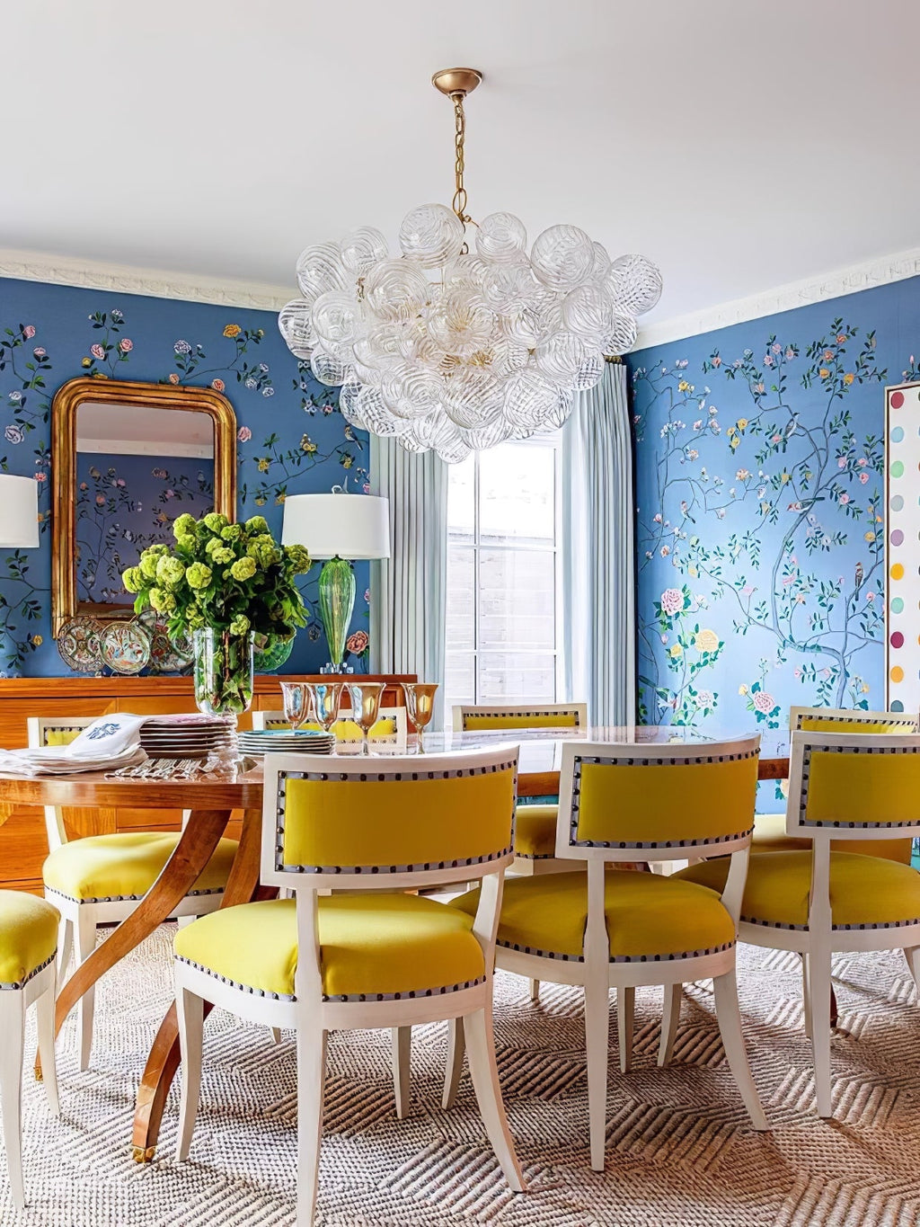 Glass Ball Bubbles Chandelier | Customizable Sizes, Gold Finish & Ideal for Living Room or Dining Area