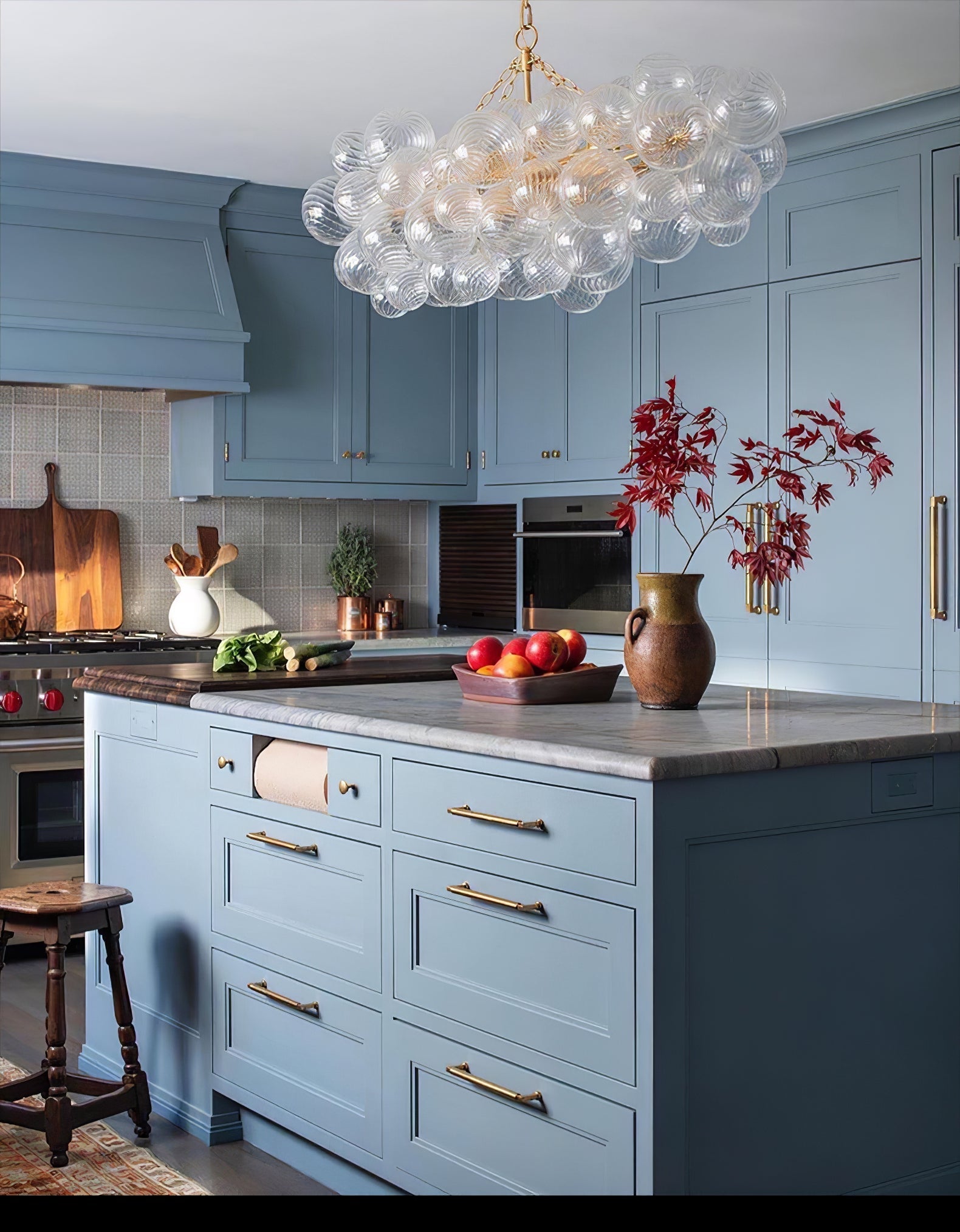 Glass Ball Bubbles Chandelier | Customizable Sizes, Gold Finish & Ideal for Living Room or Dining Area