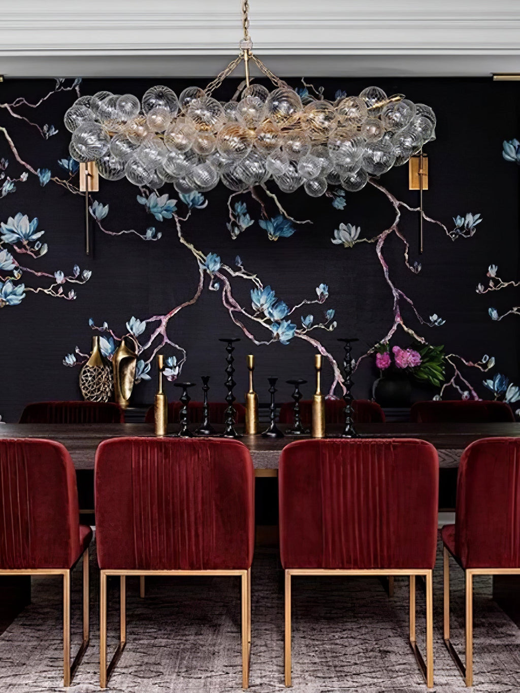 Glass Ball Bubbles Chandelier | Customizable Sizes, Gold Finish & Ideal for Living Room or Dining Area