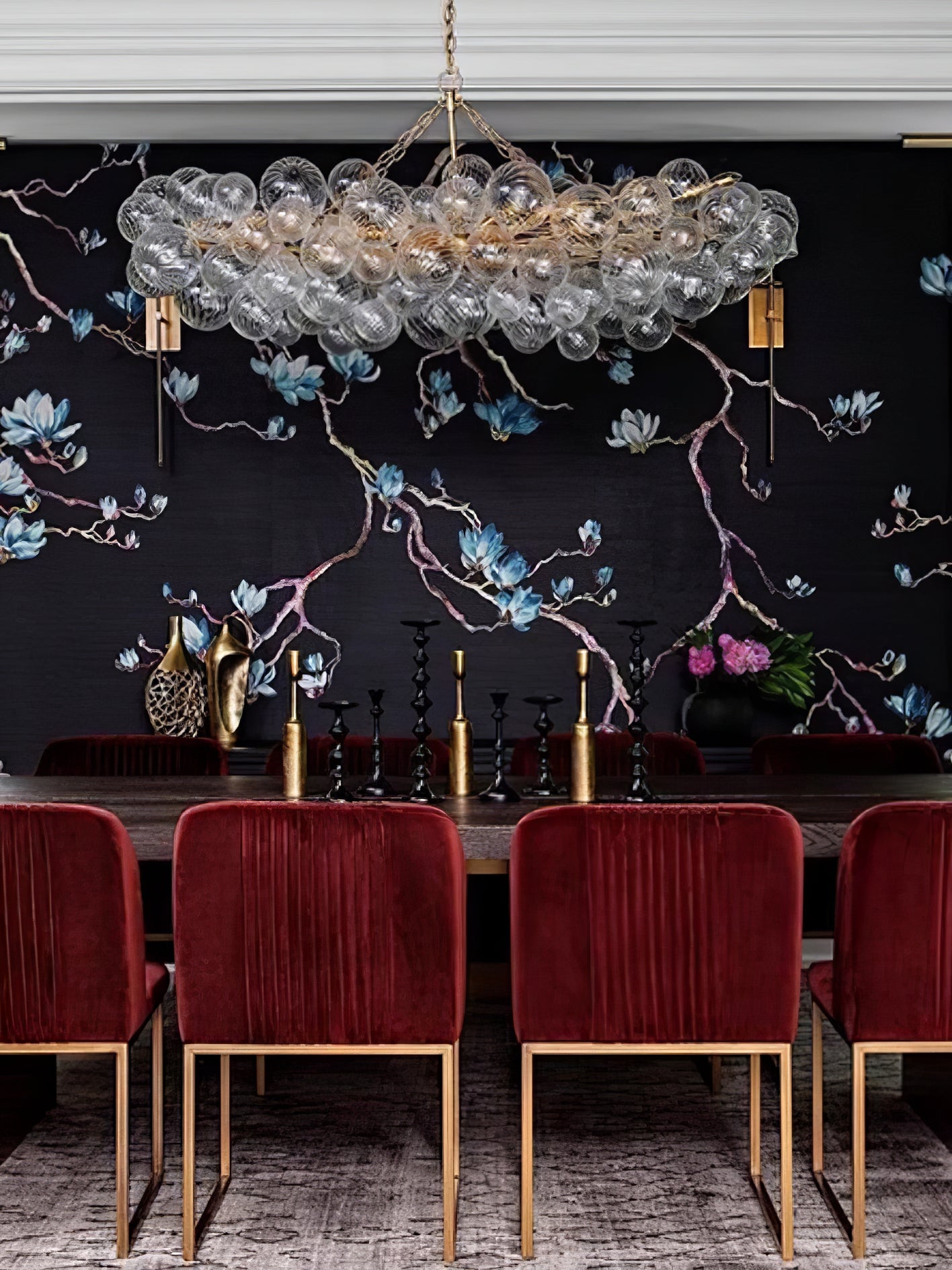 Glass Ball Bubbles Chandelier | Customizable Sizes, Gold Finish & Ideal for Living Room or Dining Area