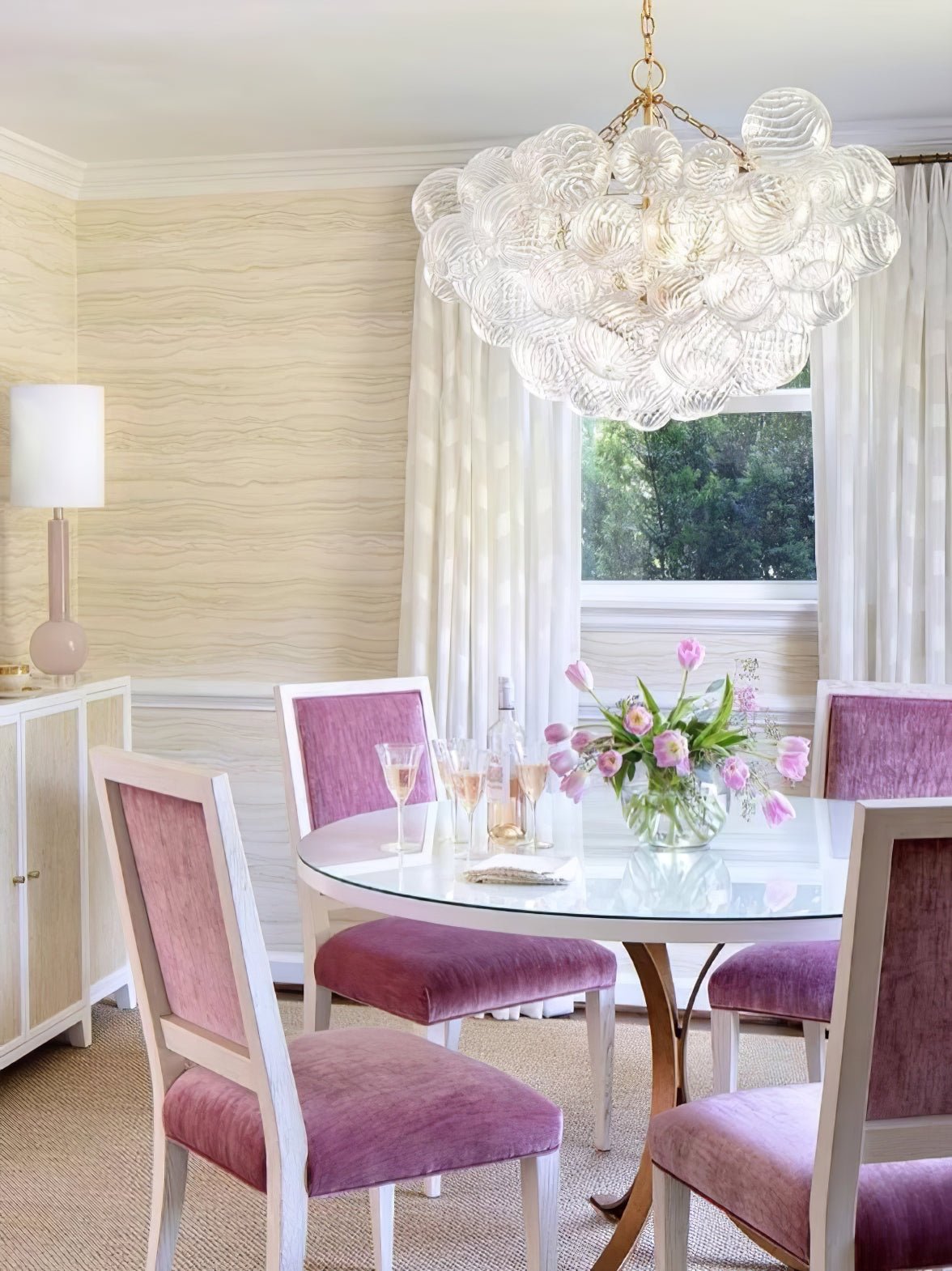 Glass Ball Bubbles Chandelier | Customizable Sizes, Gold Finish & Ideal for Living Room or Dining Area