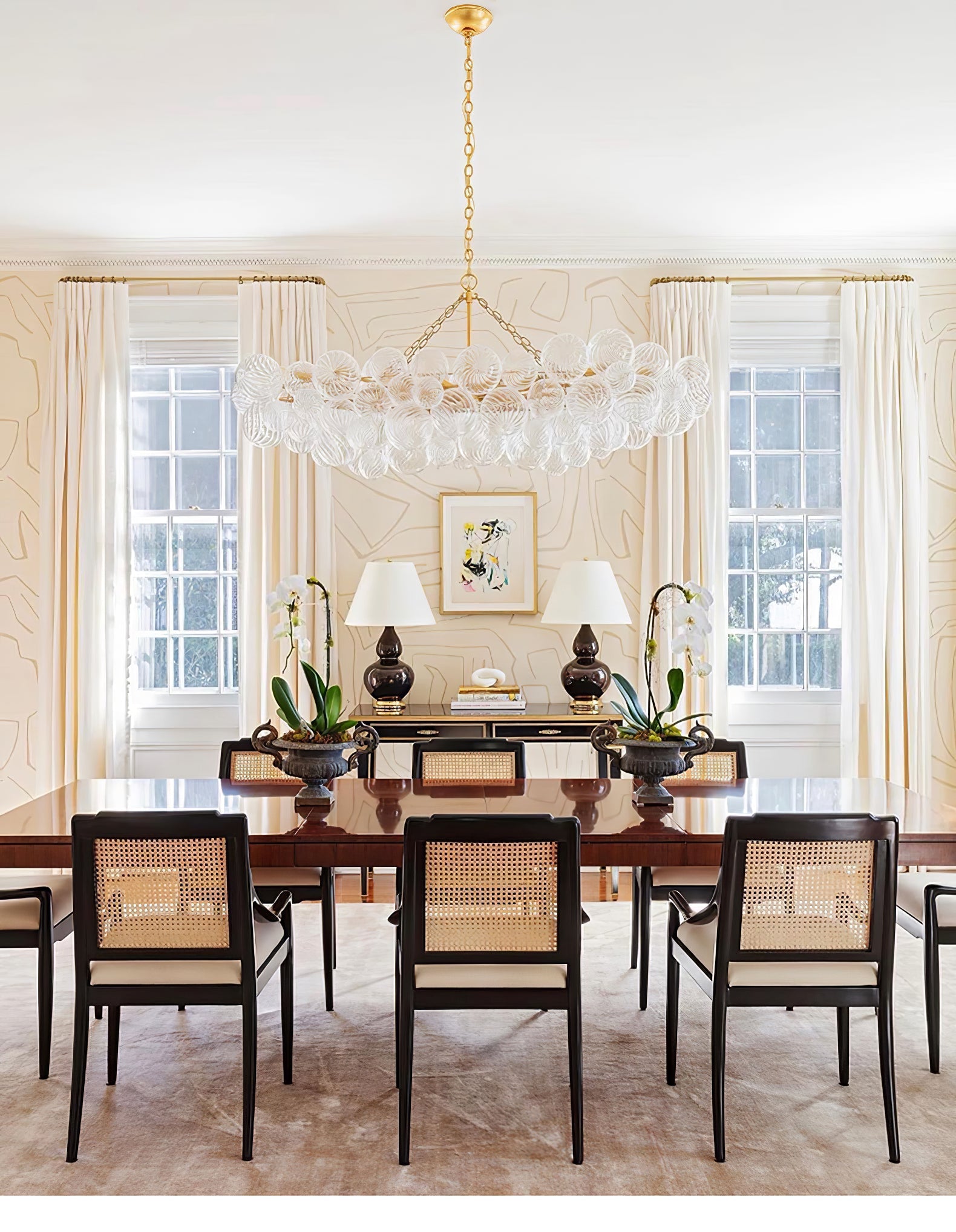 Glass Ball Bubbles Chandelier | Customizable Sizes, Gold Finish & Ideal for Living Room or Dining Area