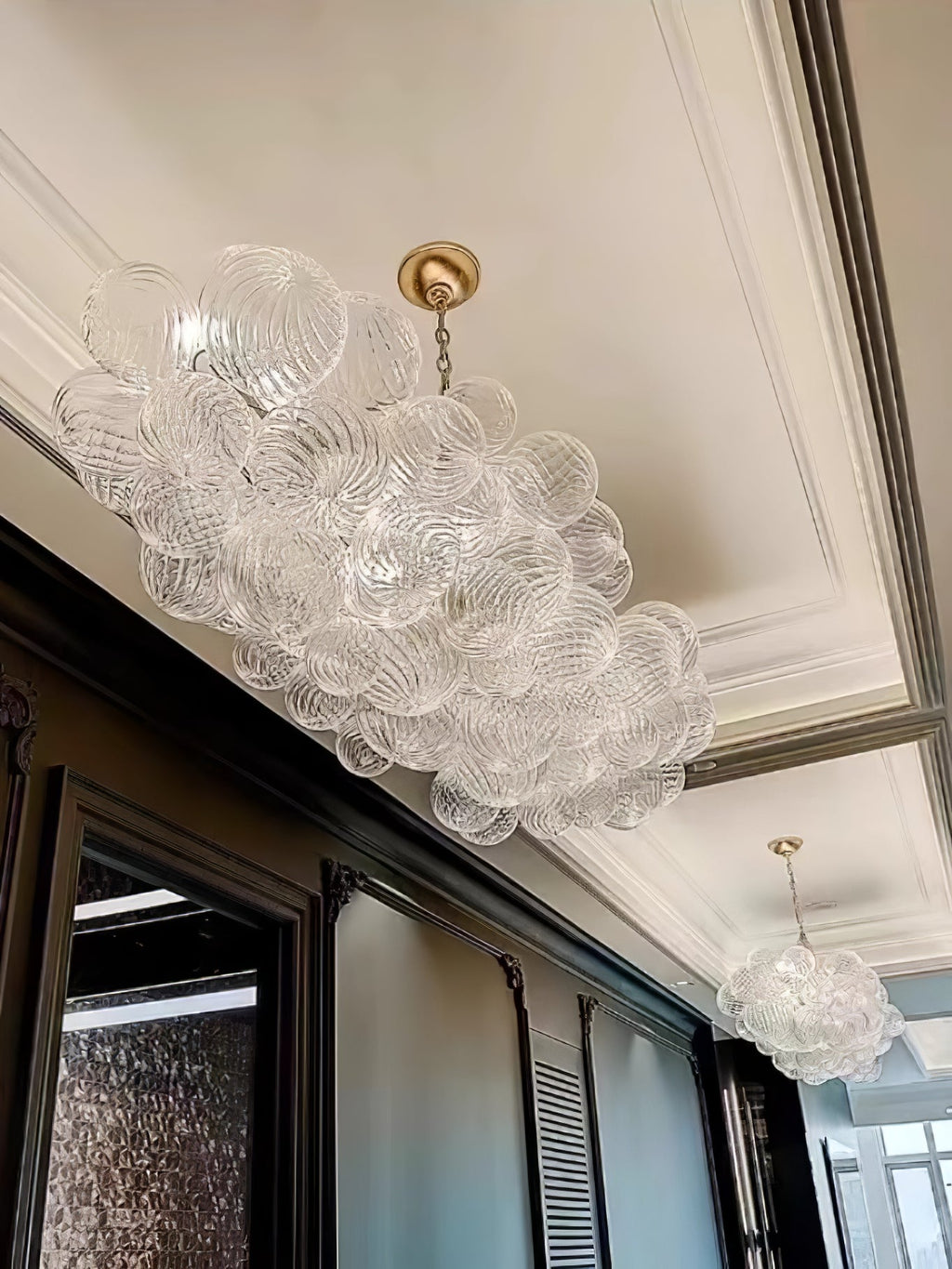 Glass Ball Bubbles Chandelier | Customizable Sizes, Gold Finish & Ideal for Living Room or Dining Area