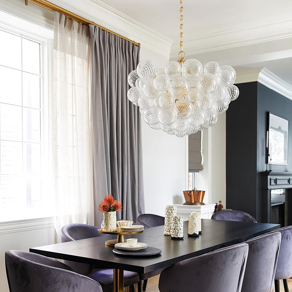 Glass Ball Bubbles Chandelier | Customizable Sizes, Gold Finish & Ideal for Living Room or Dining Area