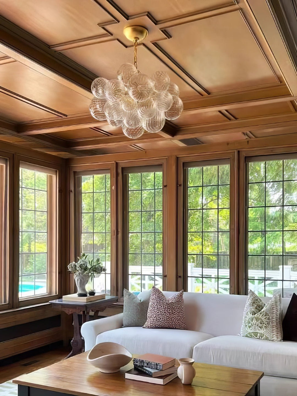 Glass Ball Bubbles Chandelier | Customizable Sizes, Gold Finish & Ideal for Living Room or Dining Area