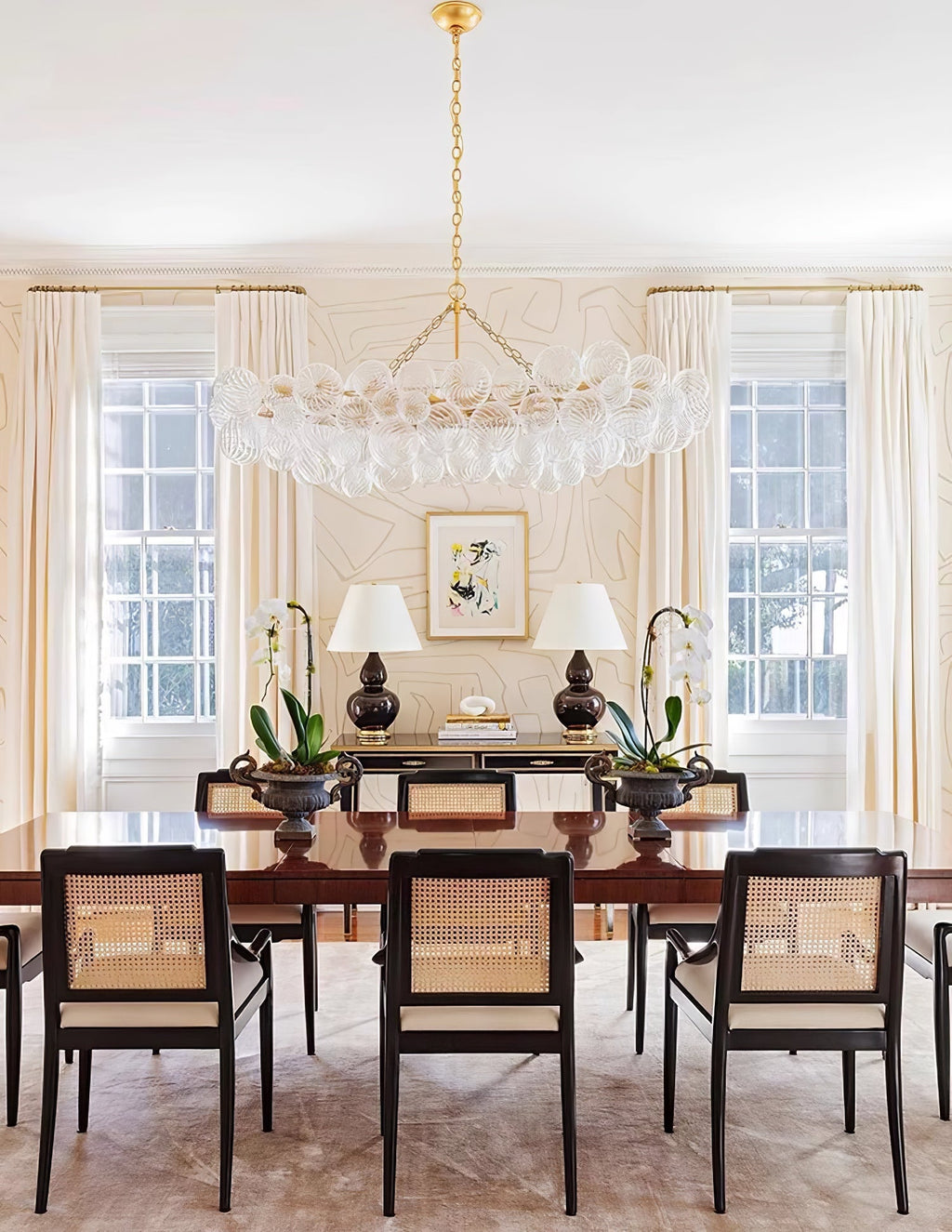 Glass Ball Bubbles Chandelier | Customizable Sizes, Gold Finish & Ideal for Living Room or Dining Area