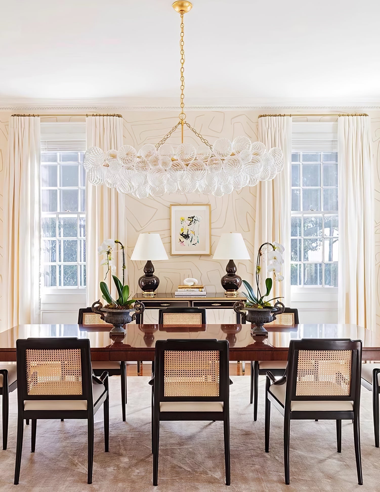 Glass Ball Bubbles Chandelier | Customizable Sizes, Gold Finish & Ideal for Living Room or Dining Area