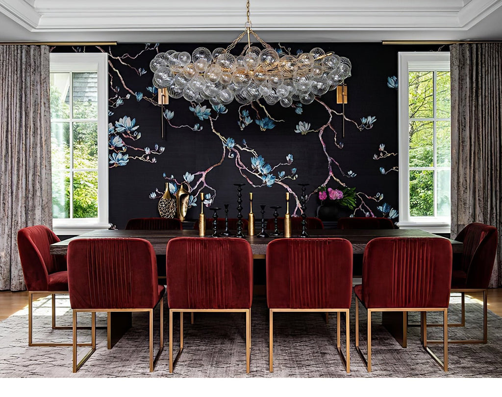 Glass Ball Bubbles Chandelier | Customizable Sizes, Gold Finish & Ideal for Living Room or Dining Area