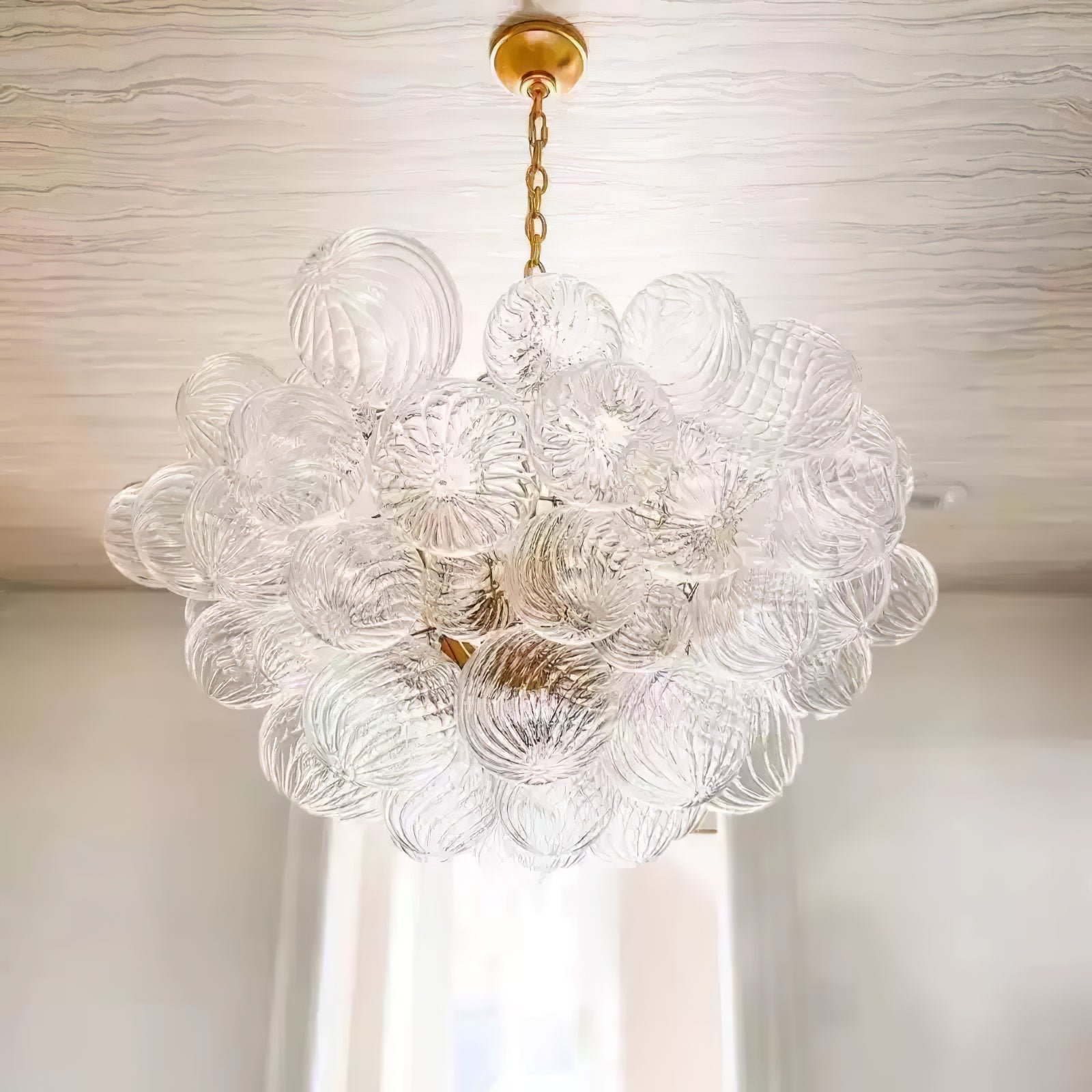 Glass Ball Bubbles Chandelier | Customizable Sizes, Gold Finish & Ideal for Living Room or Dining Area