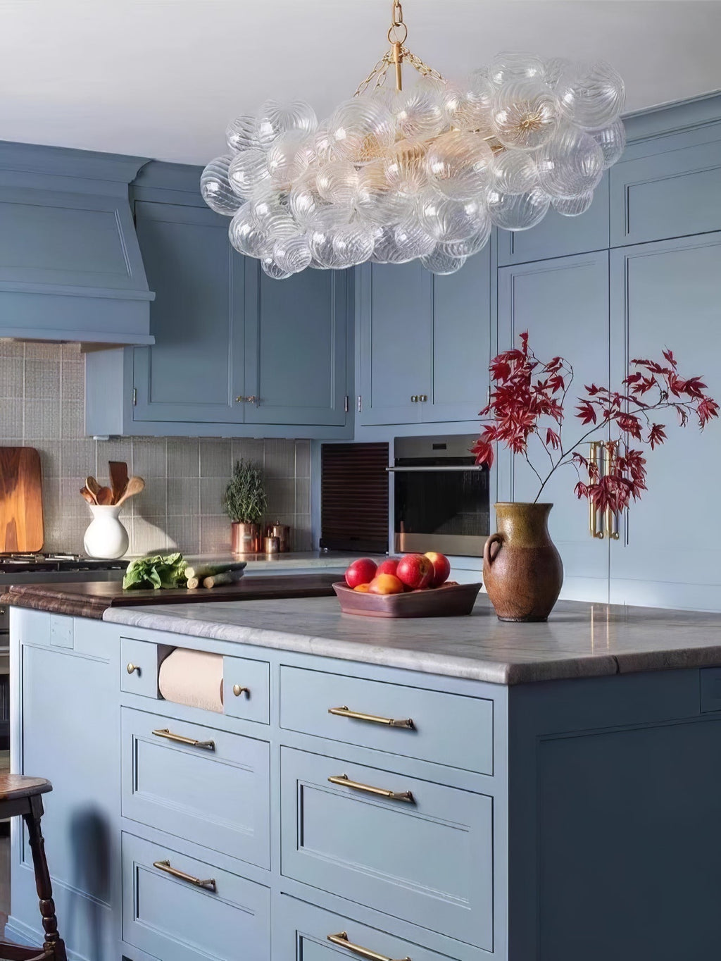 Glass Ball Bubbles Chandelier | Customizable Sizes, Gold Finish & Ideal for Living Room or Dining Area