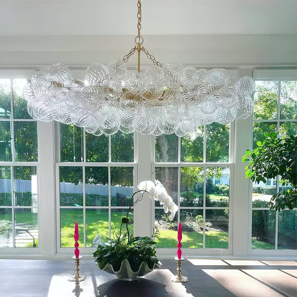 Glass Ball Bubbles Chandelier | Customizable Sizes, Gold Finish & Ideal for Living Room or Dining Area