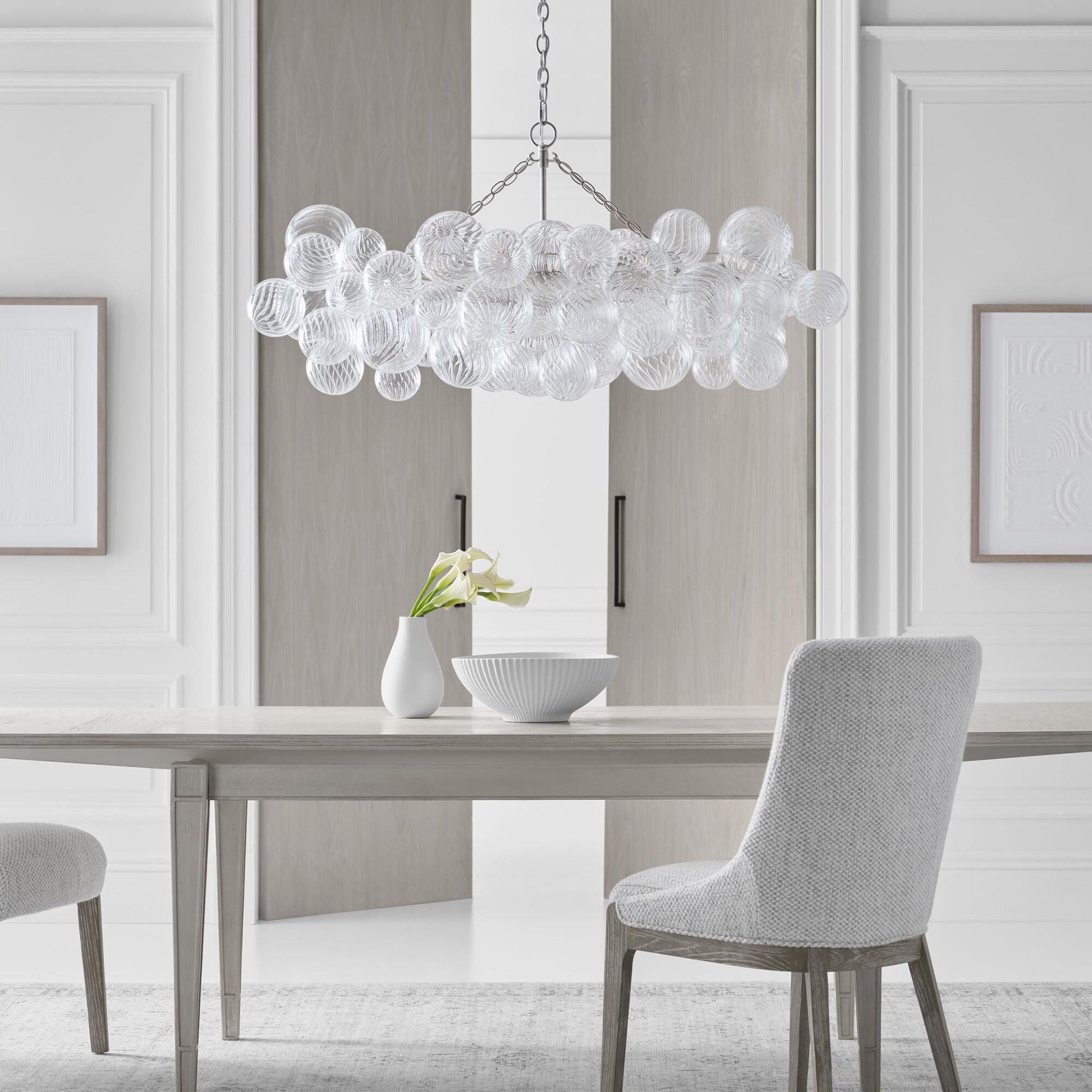 Glass Ball Bubbles Chandelier | Customizable Sizes, Gold Finish & Ideal for Living Room or Dining Area