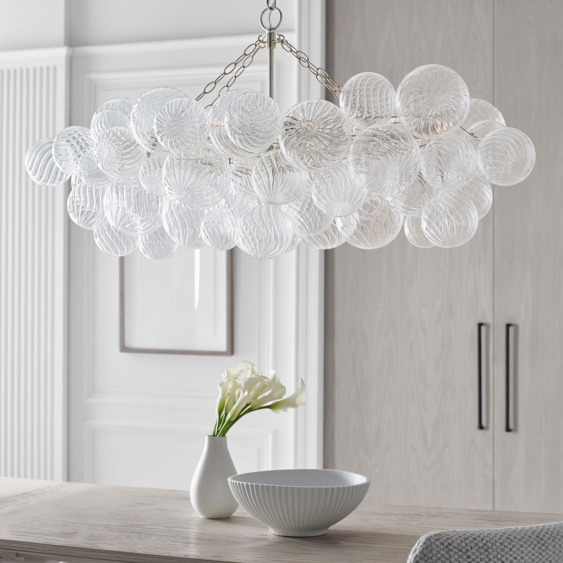 Glass Ball Bubbles Chandelier | Customizable Sizes, Gold Finish & Ideal for Living Room or Dining Area