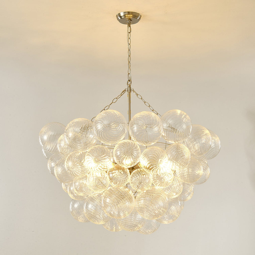 Glass Ball Bubbles Chandelier | Customizable Sizes, Gold Finish & Ideal for Living Room or Dining Area