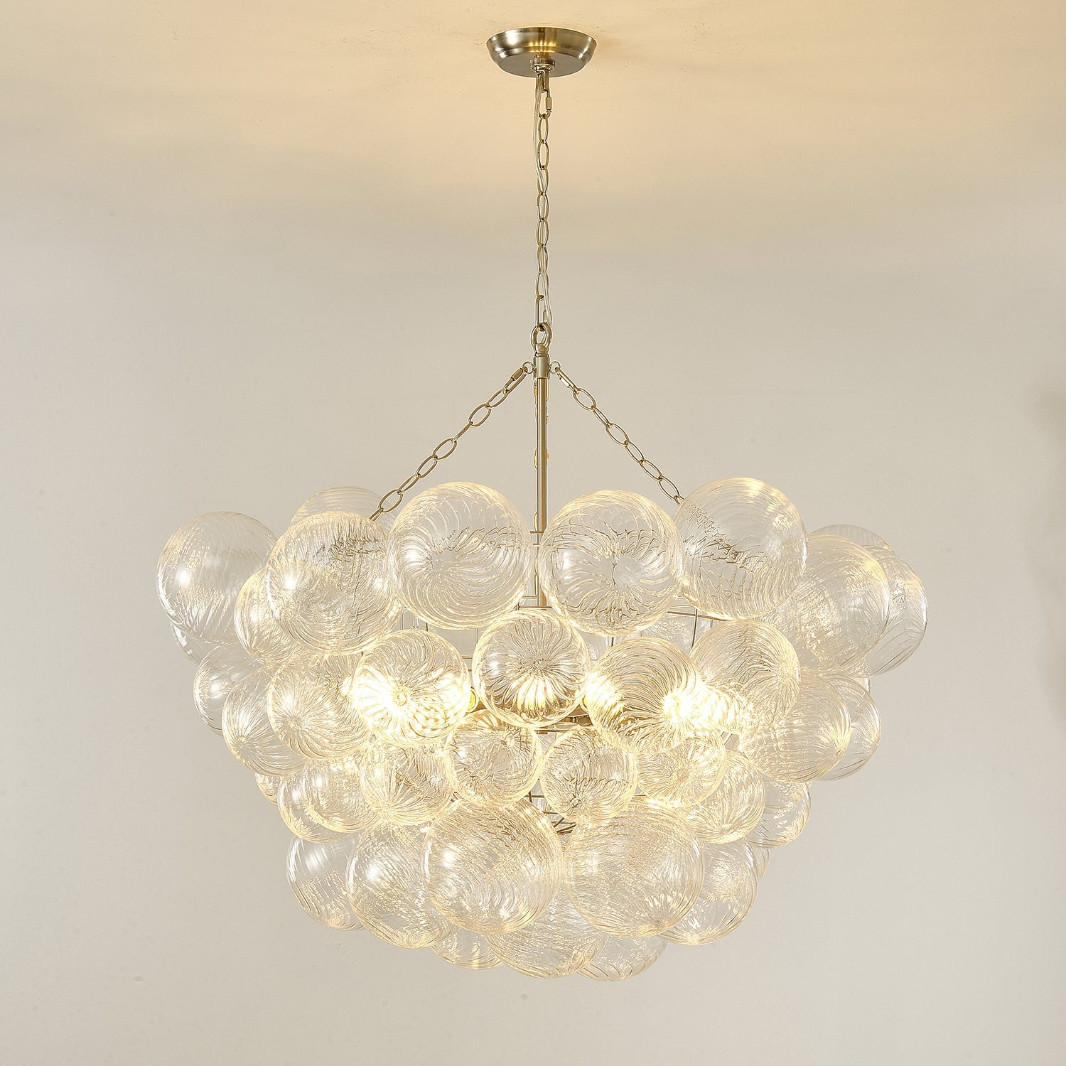 Glass Ball Bubbles Chandelier | Customizable Sizes, Gold Finish & Ideal for Living Room or Dining Area