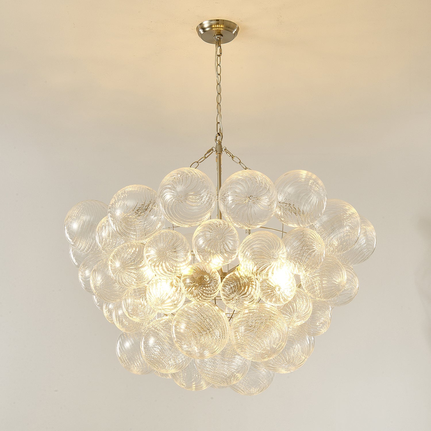 Glass Ball Bubbles Chandelier | Customizable Sizes, Gold Finish & Ideal for Living Room or Dining Area