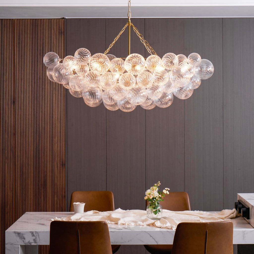 Glass Ball Bubbles Chandelier | Customizable Sizes, Gold Finish & Ideal for Living Room or Dining Area