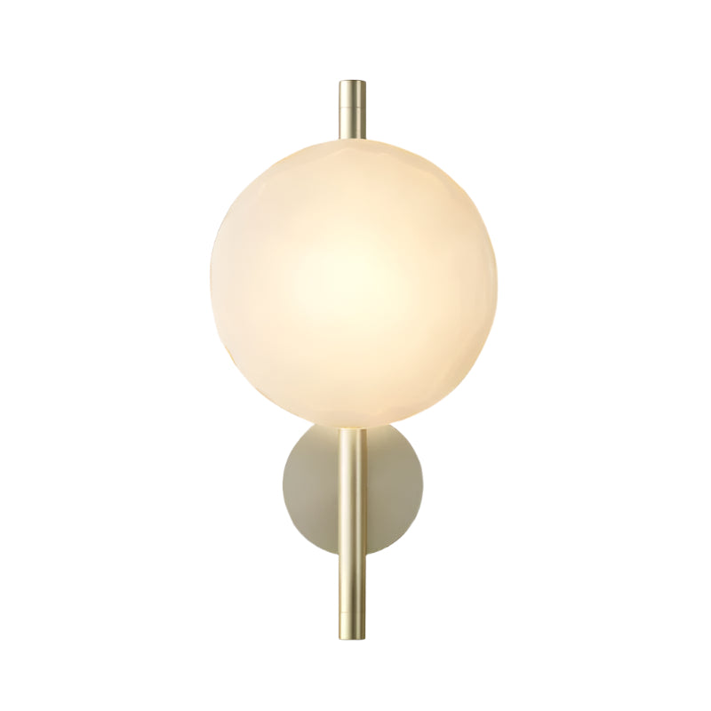Glass Wall Sconce Light with Nordic Round Design for Bedroom, Living Room & Hallway Accent Lighting