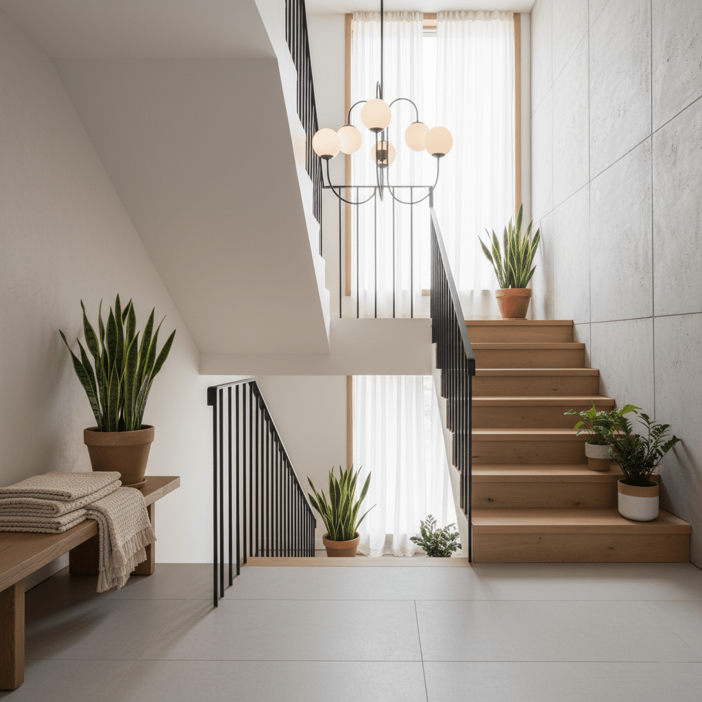 Gooseneck Chandelier | Wrought Iron & Glass, Damp-Rated for Indoor Use in Contemporary or Mid-Century Modern Spaces