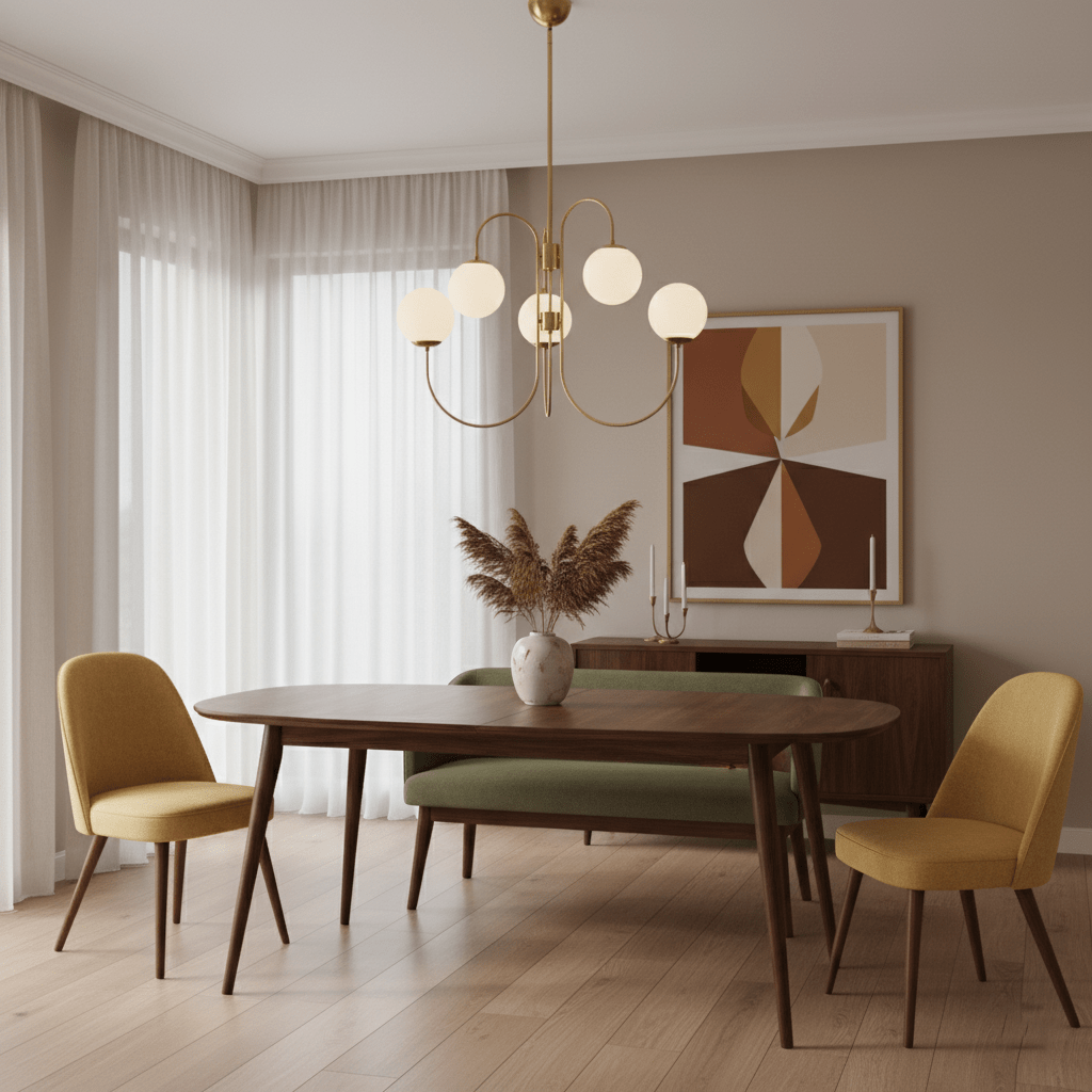 Gooseneck Chandelier | Wrought Iron & Glass, Damp-Rated for Indoor Use in Contemporary or Mid-Century Modern Spaces