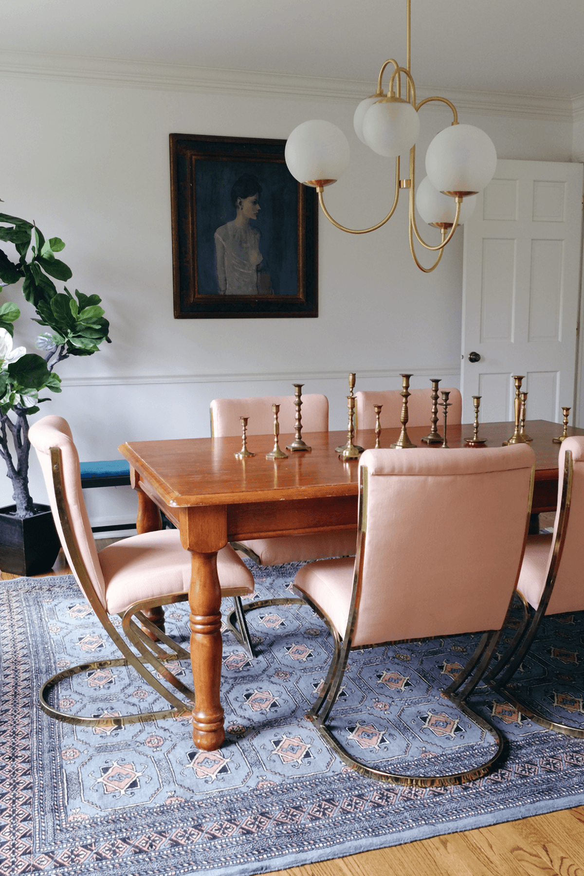 Gooseneck Chandelier | Wrought Iron & Glass, Damp-Rated for Indoor Use in Contemporary or Mid-Century Modern Spaces