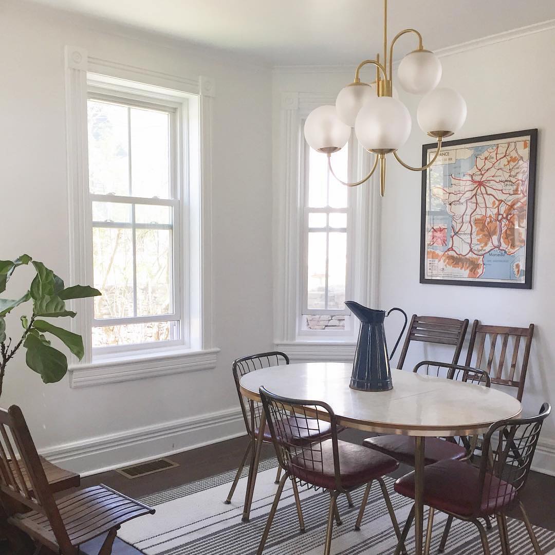 Gooseneck Chandelier | Wrought Iron & Glass, Damp-Rated for Indoor Use in Contemporary or Mid-Century Modern Spaces