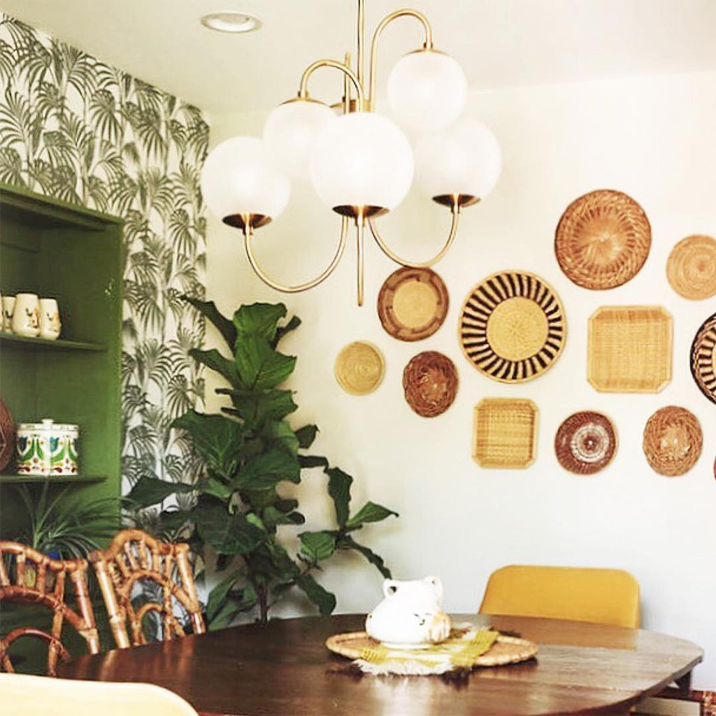 Gooseneck Chandelier | Wrought Iron & Glass, Damp-Rated for Indoor Use in Contemporary or Mid-Century Modern Spaces