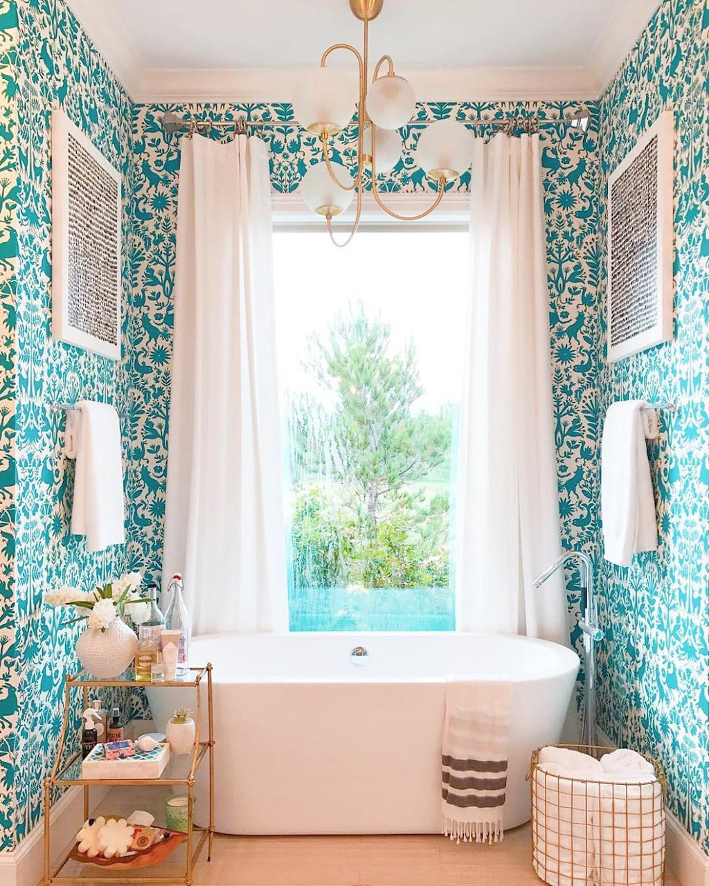 Gooseneck Chandelier | Wrought Iron & Glass, Damp-Rated for Indoor Use in Contemporary or Mid-Century Modern Spaces