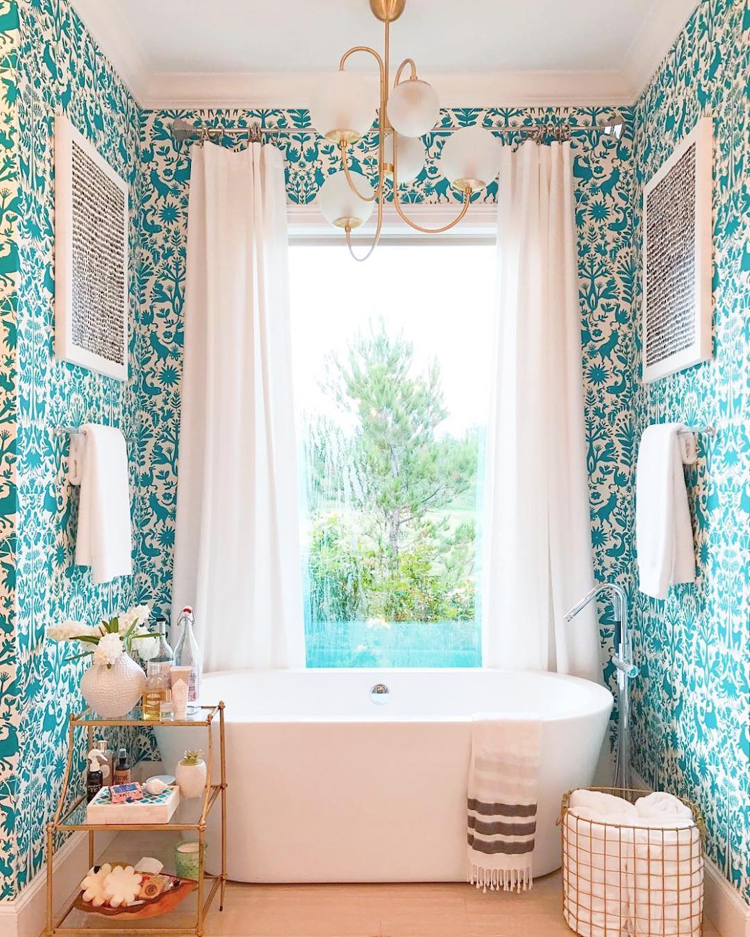 Gooseneck Chandelier | Wrought Iron & Glass, Damp-Rated for Indoor Use in Contemporary or Mid-Century Modern Spaces