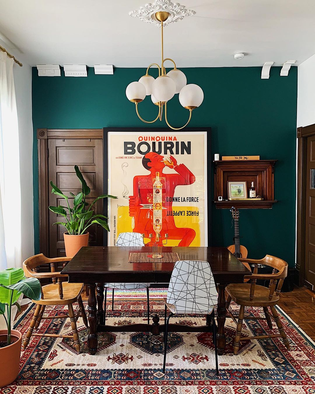 Gooseneck Chandelier | Wrought Iron & Glass, Damp-Rated for Indoor Use in Contemporary or Mid-Century Modern Spaces