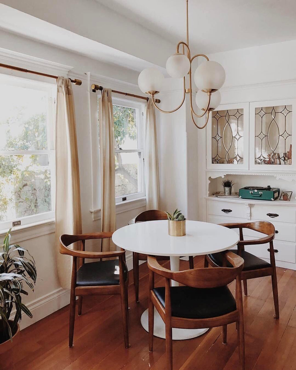 Gooseneck Chandelier | Wrought Iron & Glass, Damp-Rated for Indoor Use in Contemporary or Mid-Century Modern Spaces