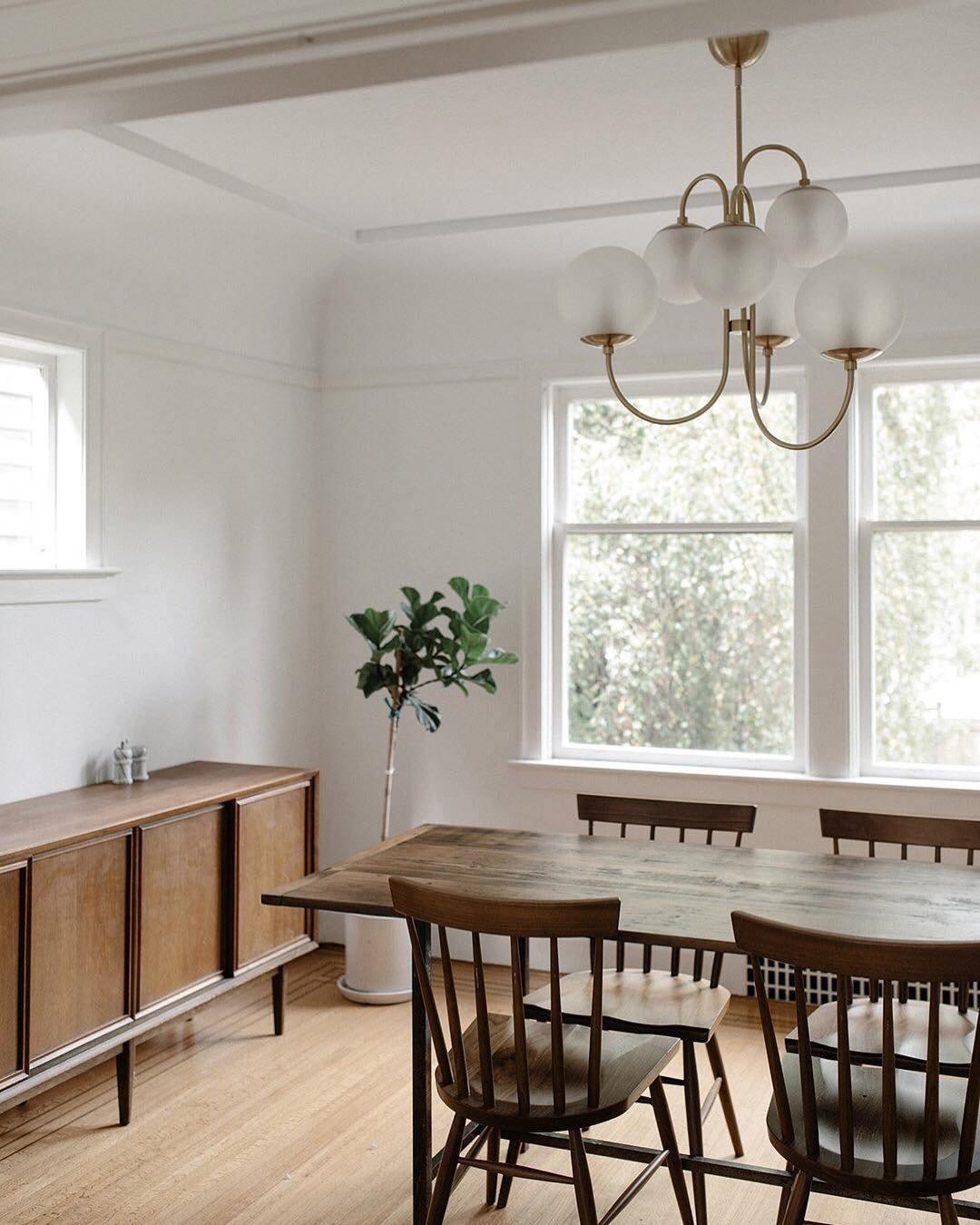 Gooseneck Chandelier | Wrought Iron & Glass, Damp-Rated for Indoor Use in Contemporary or Mid-Century Modern Spaces