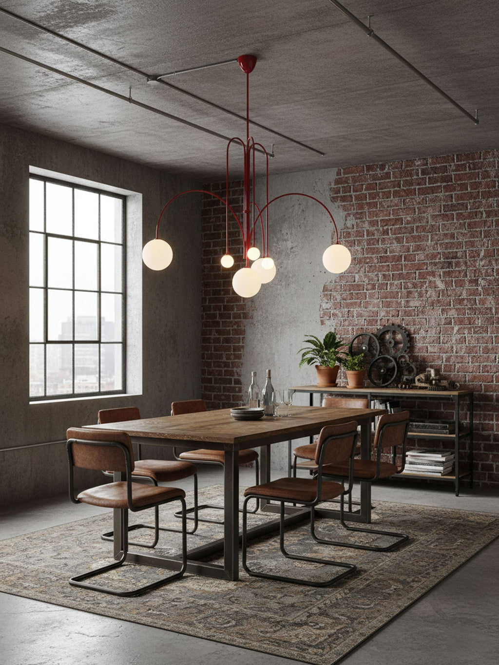 Modern LED Pendant Light | 6 Heads, Metal & Glass Design for Contemporary Indoor Spaces