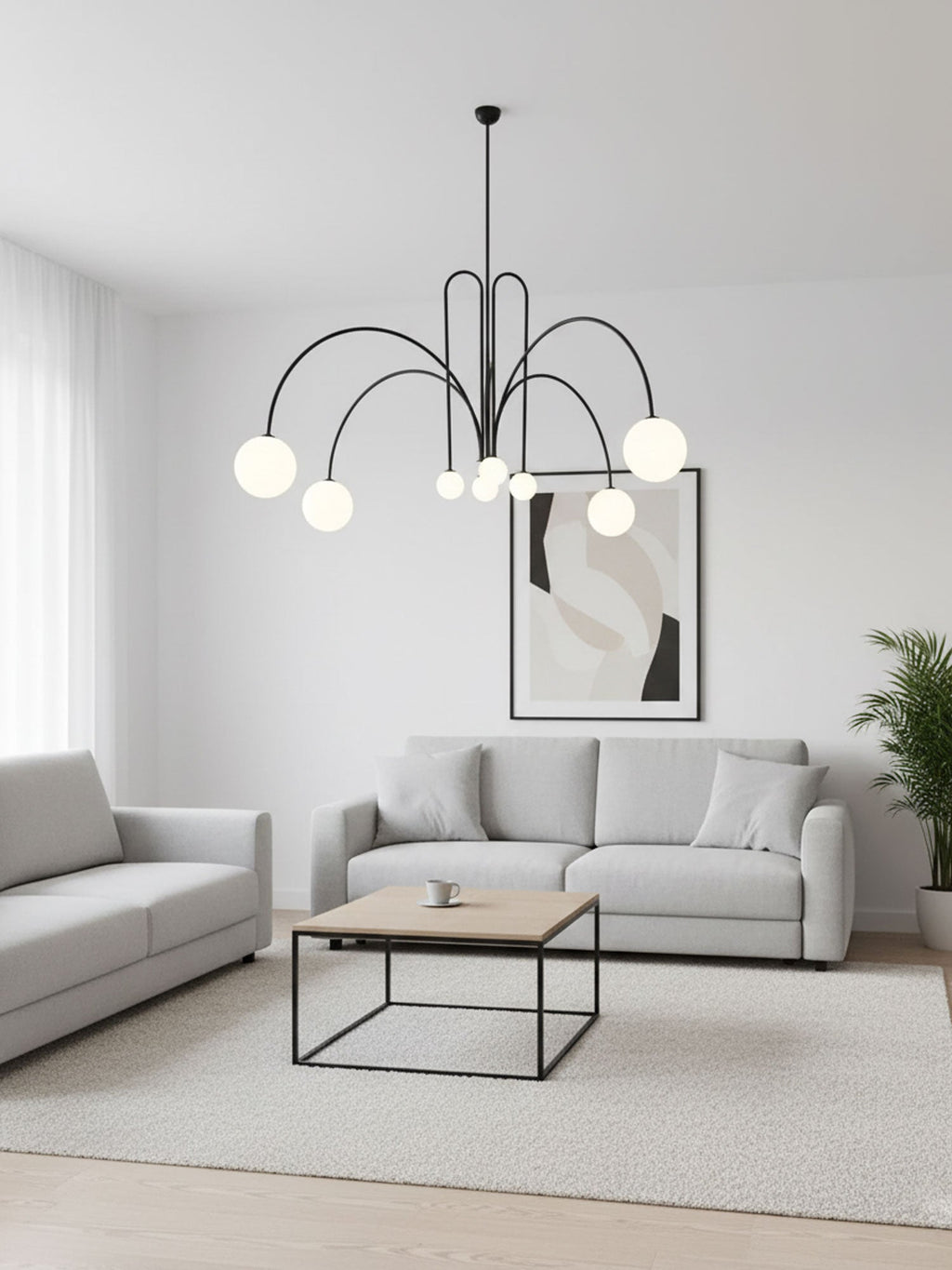 Modern LED Pendant Light | 6 Heads, Metal & Glass Design for Contemporary Indoor Spaces