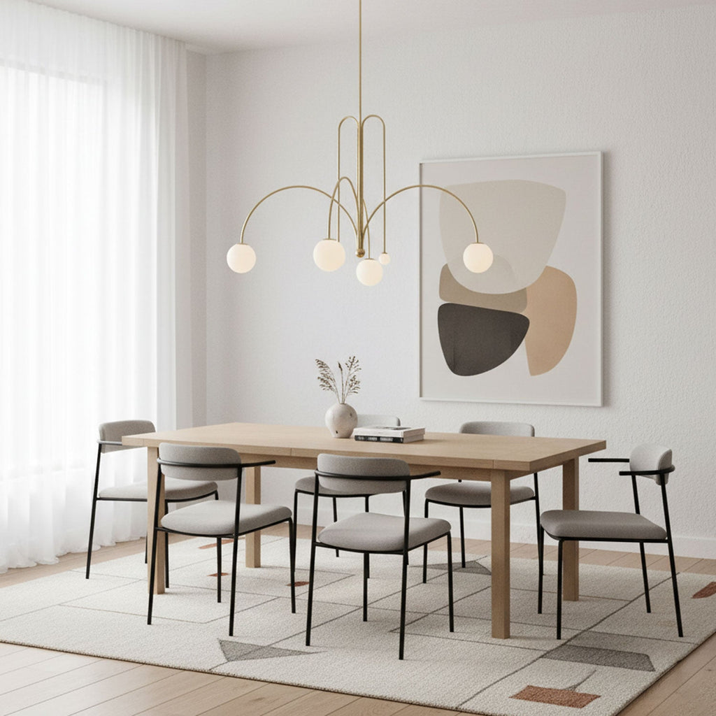 Modern LED Pendant Light | 6 Heads, Metal & Glass Design for Contemporary Indoor Spaces