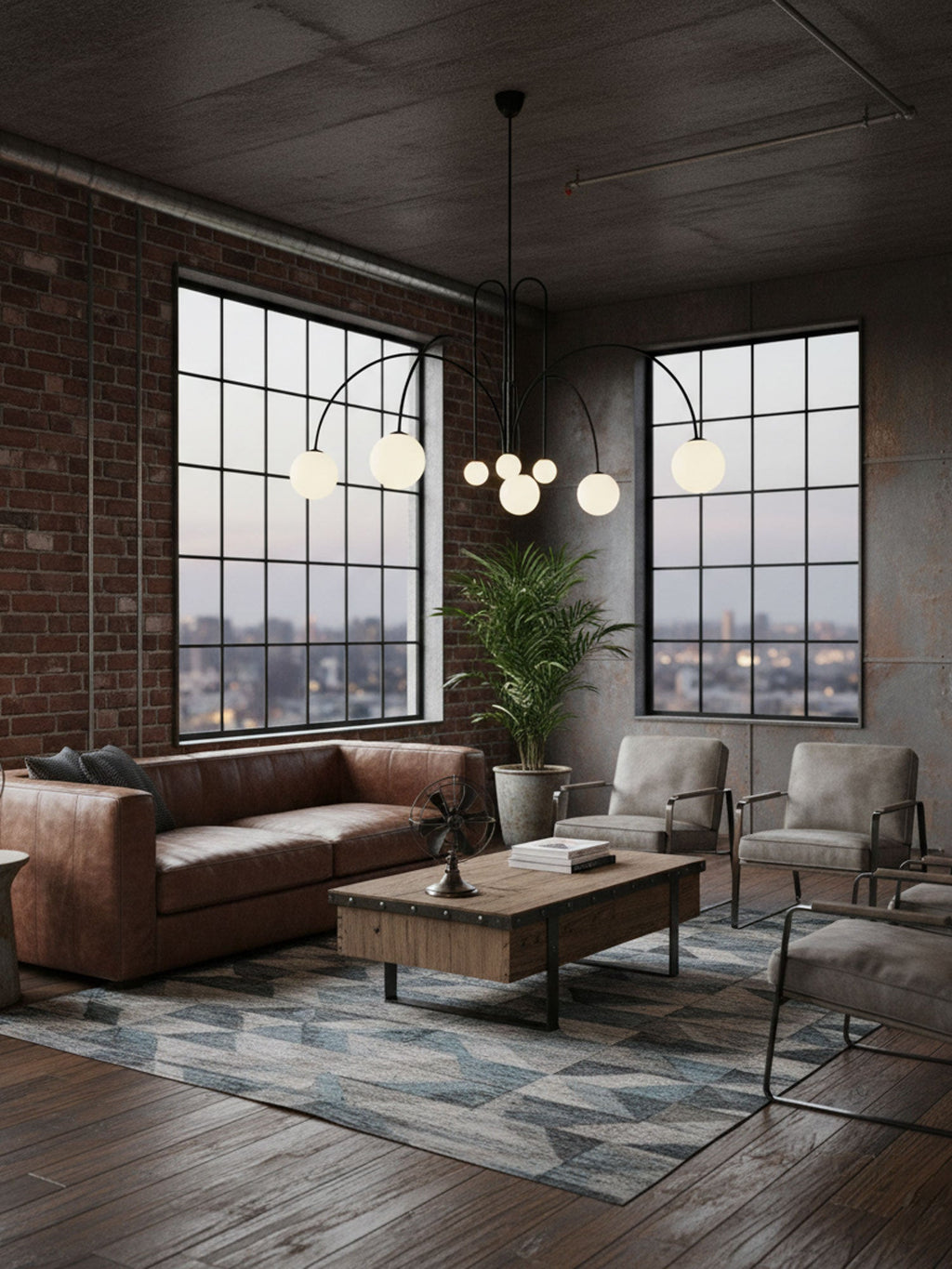 Modern LED Pendant Light | 6 Heads, Metal & Glass Design for Contemporary Indoor Spaces