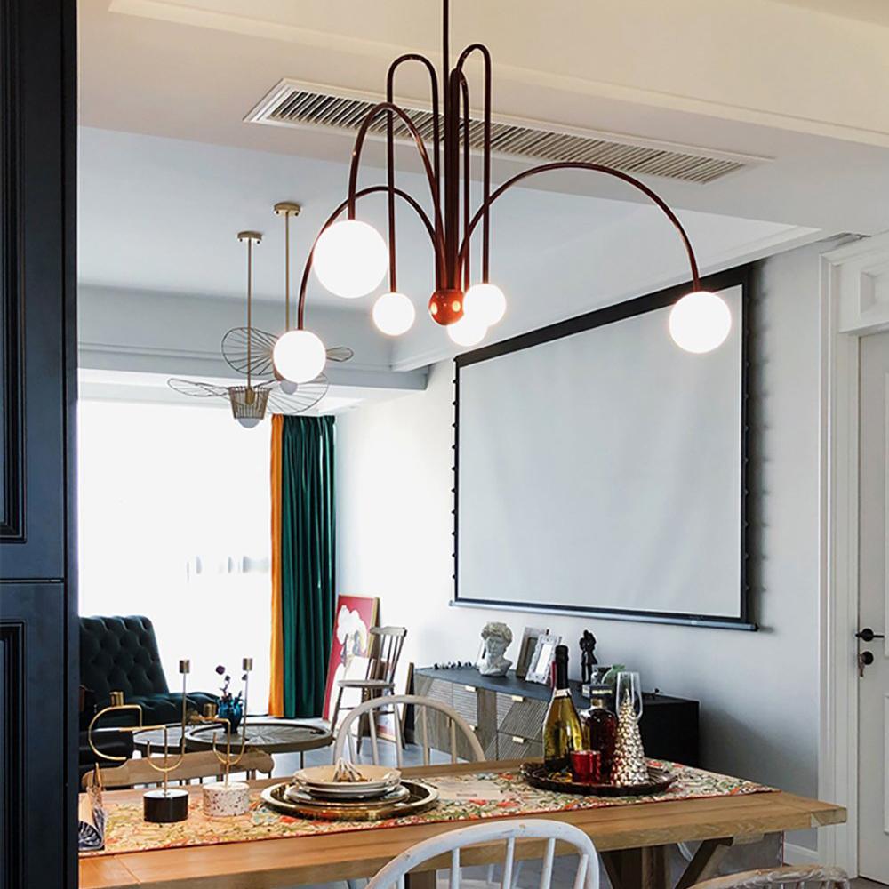 Modern LED Pendant Light | 6 Heads, Metal & Glass Design for Contemporary Indoor Spaces
