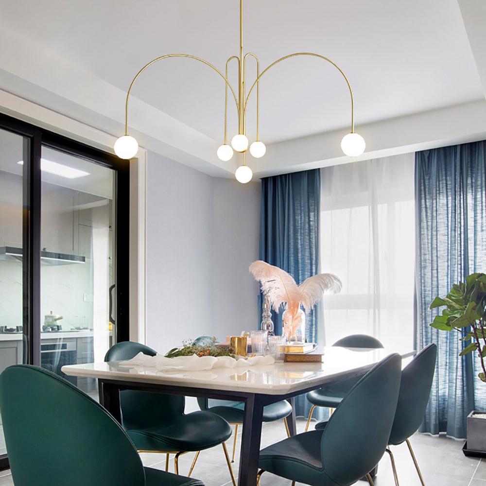 Modern LED Pendant Light | 6 Heads, Metal & Glass Design for Contemporary Indoor Spaces