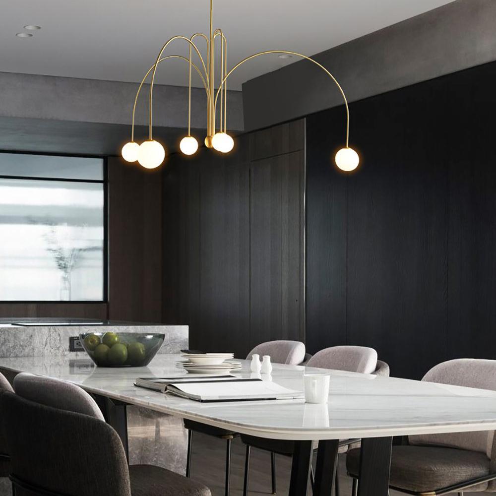 Modern LED Pendant Light | 6 Heads, Metal & Glass Design for Contemporary Indoor Spaces