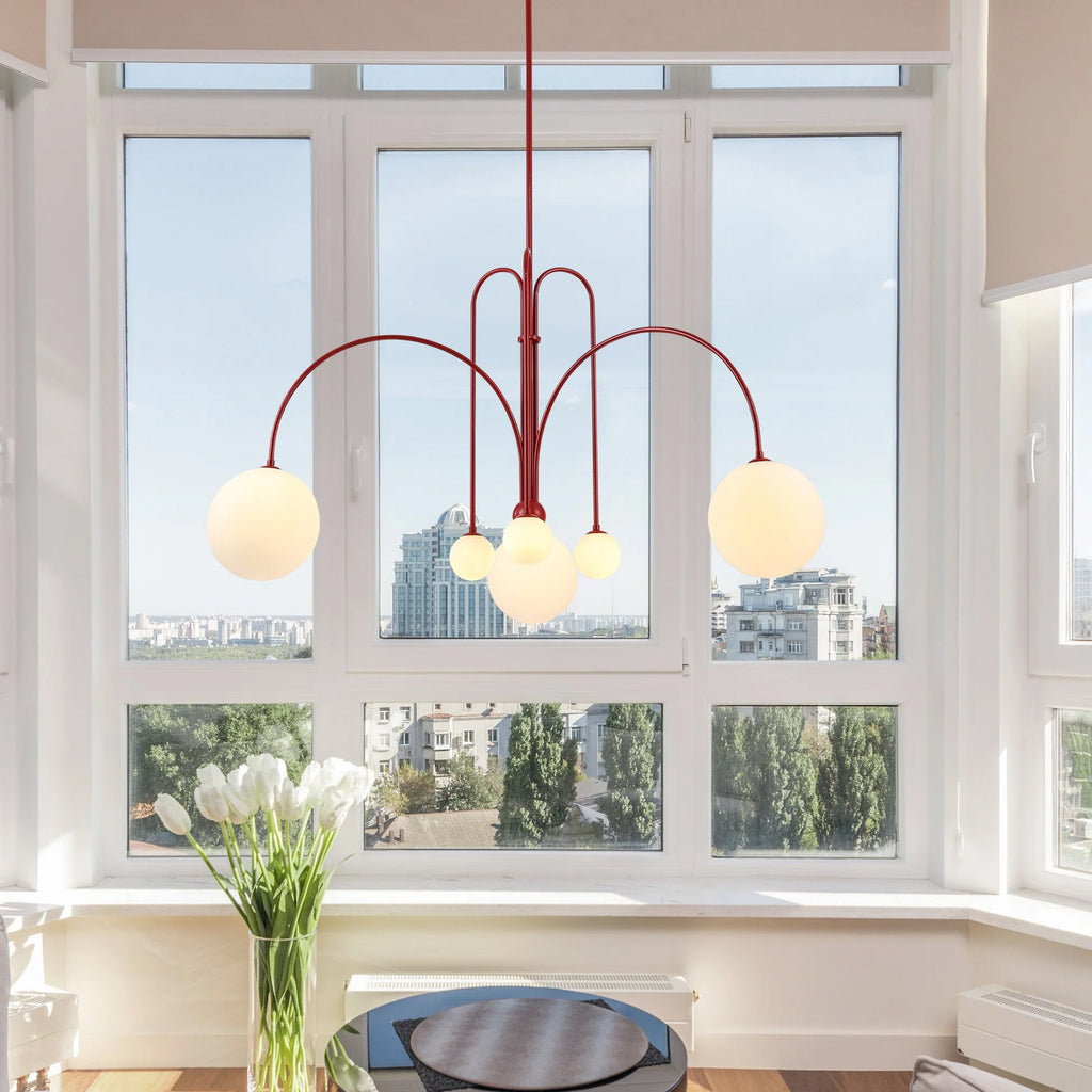 Modern LED Pendant Light | 6 Heads, Metal & Glass Design for Contemporary Indoor Spaces