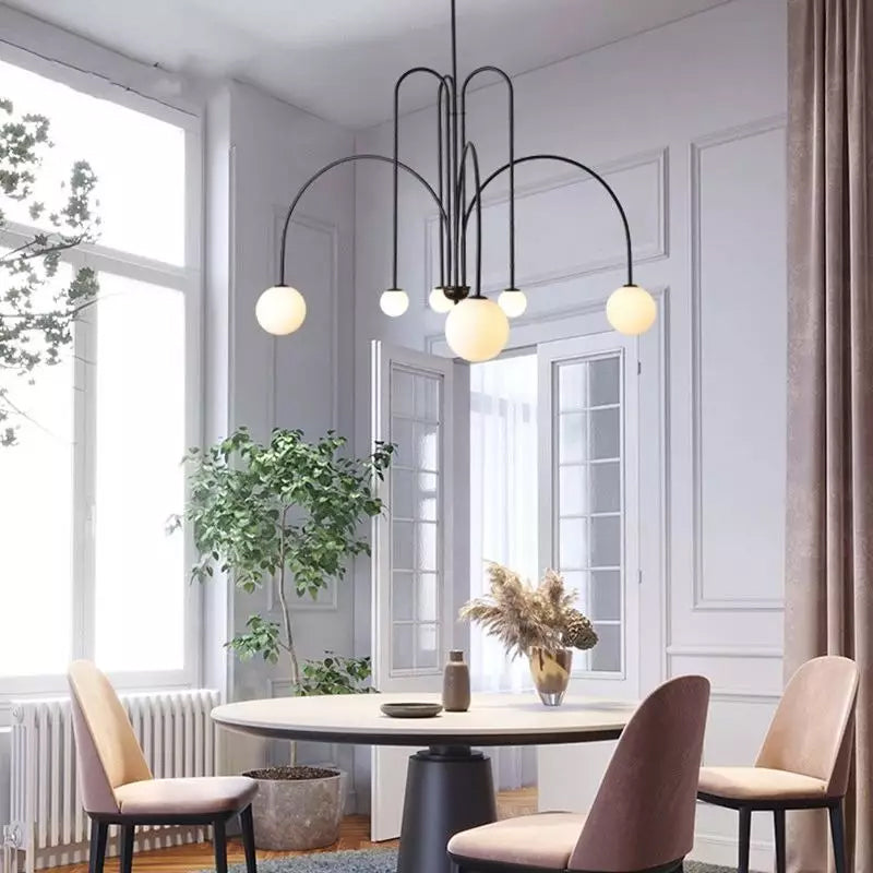 Modern LED Pendant Light | 6 Heads, Metal & Glass Design for Contemporary Indoor Spaces