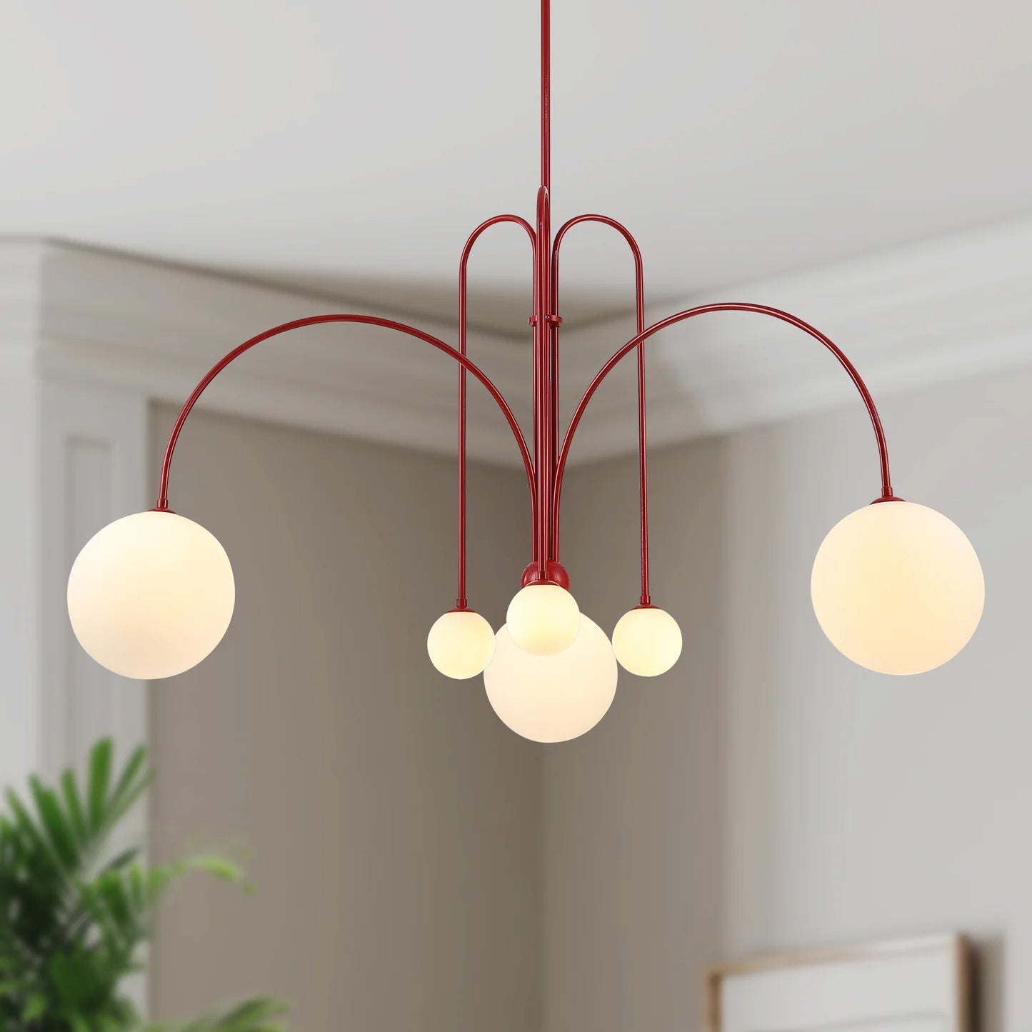 Modern LED Pendant Light | 6 Heads, Metal & Glass Design for Contemporary Indoor Spaces