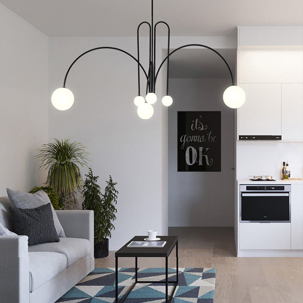 Modern LED Pendant Light | 6 Heads, Metal & Glass Design for Contemporary Indoor Spaces