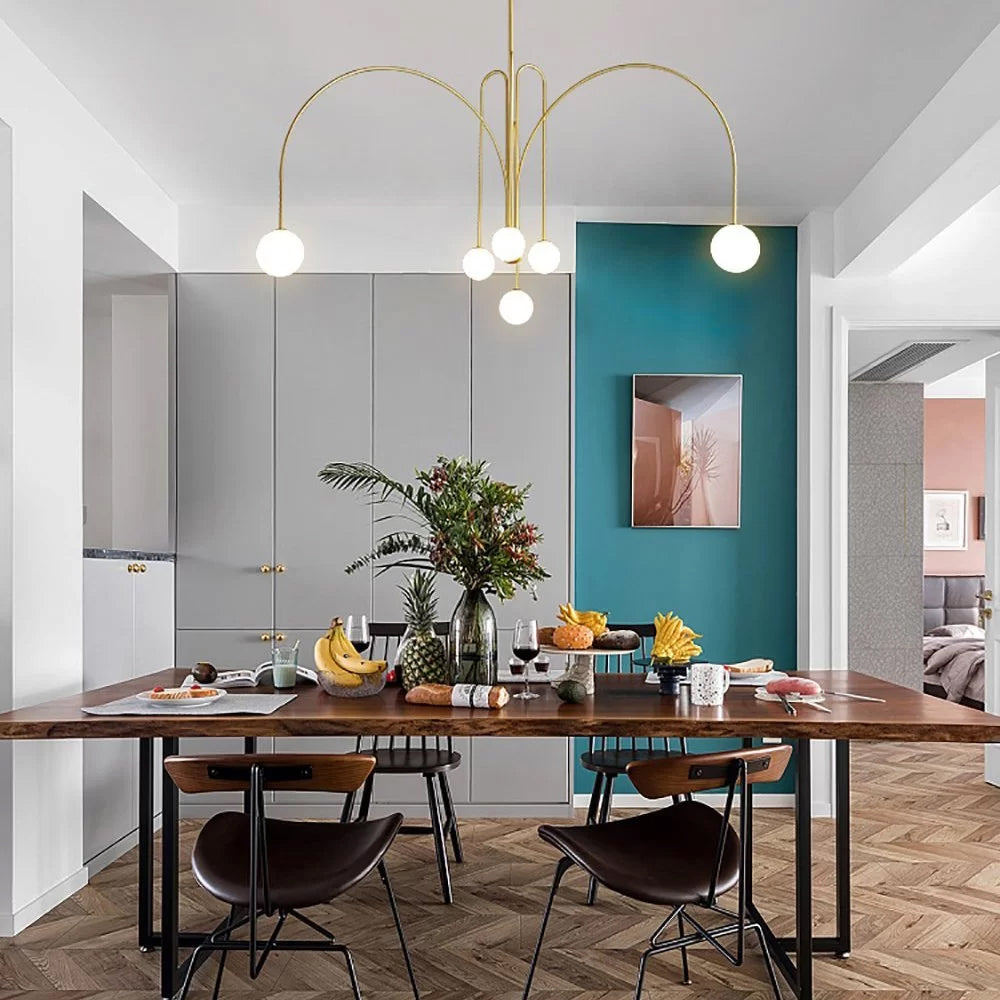 Modern LED Pendant Light | 6 Heads, Metal & Glass Design for Contemporary Indoor Spaces