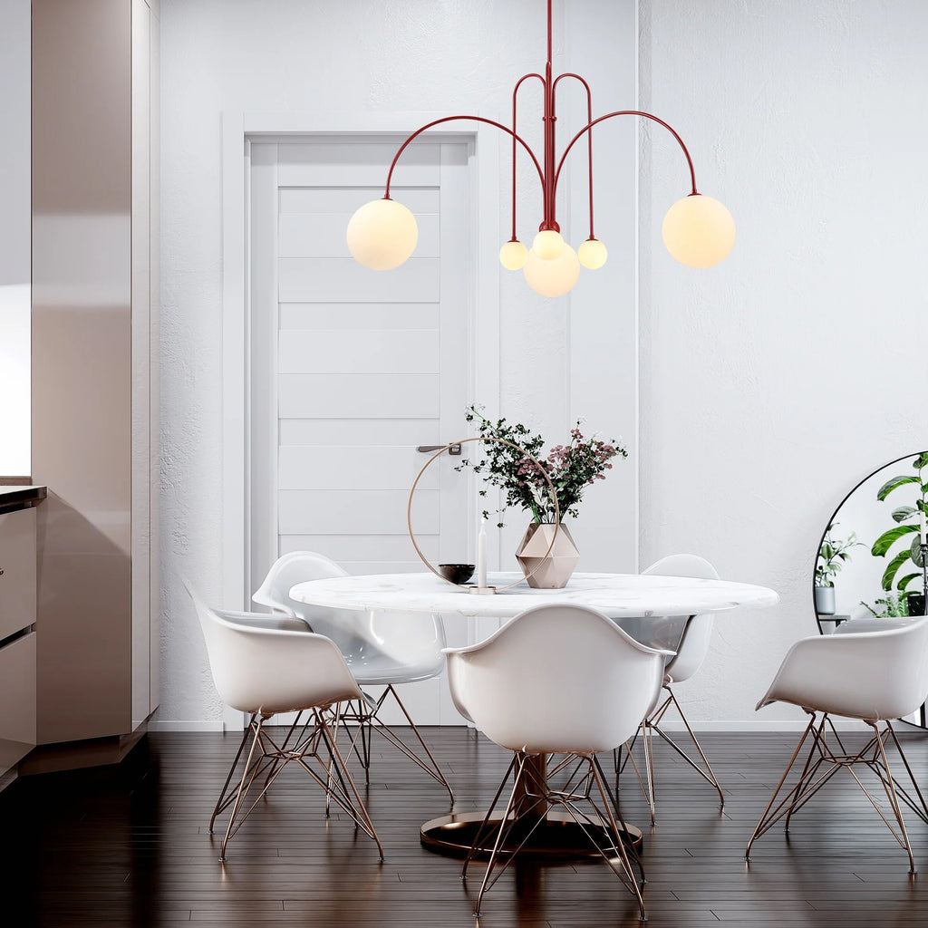 Modern LED Pendant Light | 6 Heads, Metal & Glass Design for Contemporary Indoor Spaces