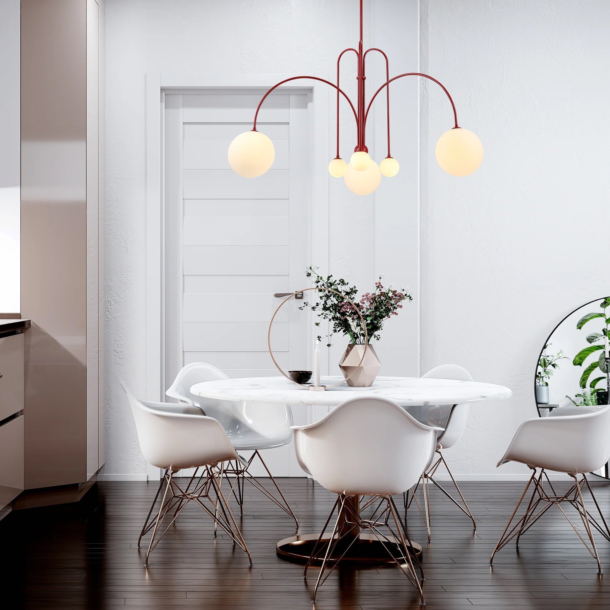 Modern LED Pendant Light | 6 Heads, Metal & Glass Design for Contemporary Indoor Spaces