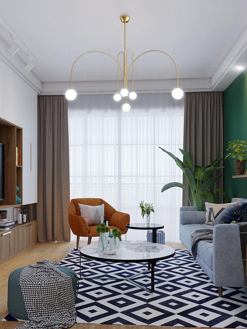 Modern LED Pendant Light | 6 Heads, Metal & Glass Design for Contemporary Indoor Spaces