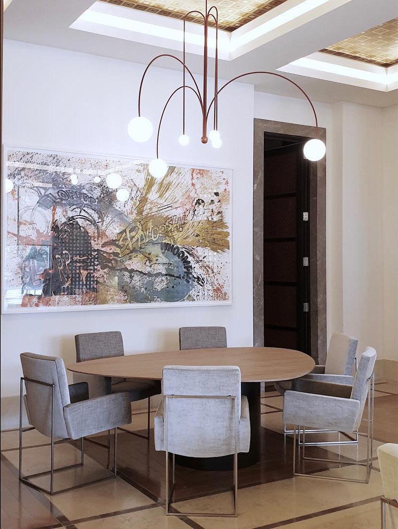 Modern LED Pendant Light | 6 Heads, Metal & Glass Design for Contemporary Indoor Spaces